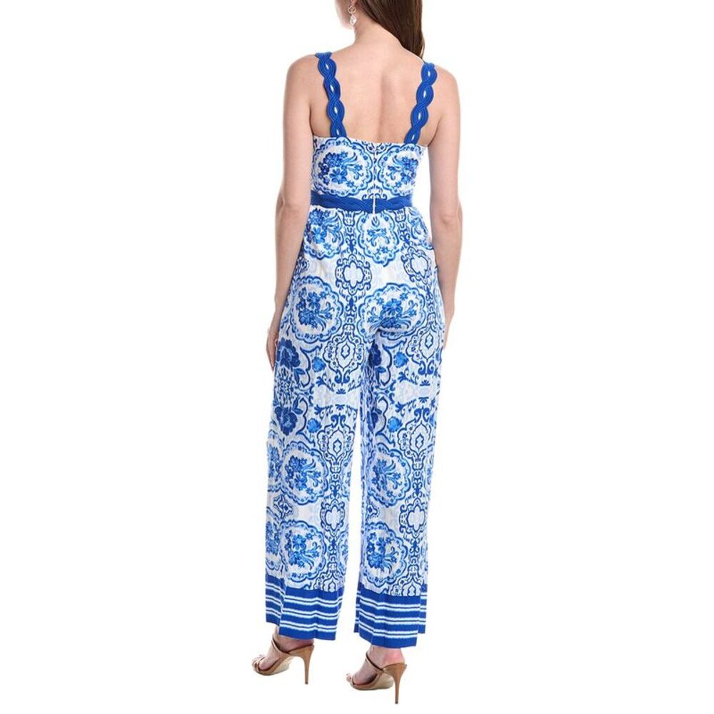 Adrianna Papell Womens  Pleated Jumpsuit, Blue - Picture 2 of 3